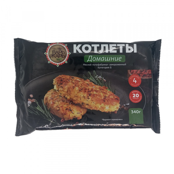 Котлеты Домашние ТМ "ВАРЬЖАРЬ", 340г